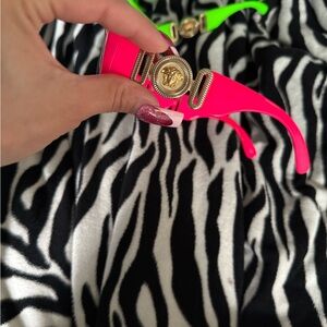 Versace Neon Pink Sunglasses with Gold Medusa